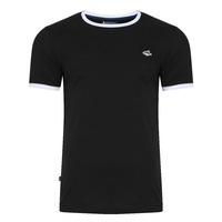 Petersham Contrast Trim Ringer T-Shirt in Black  Le Shark