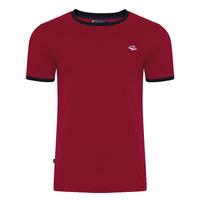Petersham Contrast Trim Ringer T-Shirt in Sangria Red  Le Shark