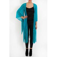 Peacock Fringe Kimono