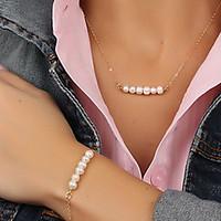 pearl bead necklace bracelet jewelry set