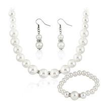 Pearl Jewelry Set include Necklace Earrings Bracelet for Wedding Party