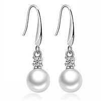 Pearl Jewelry Drop Earrings Elegant White Rhinestone Leaf Lady Daily Party Movie Gift