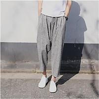 Petite Straight Chinos Pants, Casual/Daily Simple Solid Mid Rise Zipper Linen Micro-elastic Summer