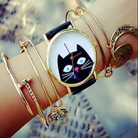 Peeping Black Cat Watch, Vintage Style Leather Watch, Retro Watch, Boyfriend Watch, Women Men\'S Watch Cool Watches Unique Watches