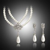 Pearl Jewelry Set include Necklace Earrings for Wedding Party