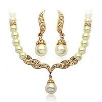 Pearl Jewelry Set include Necklace Earrings for Wedding Party