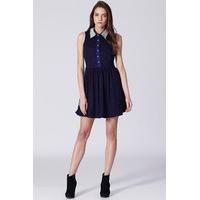 Pearl Collar Lace Shift Dress