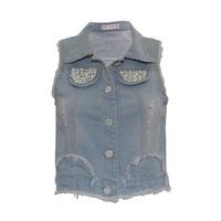 Pearl Detail Denim Waistcoat