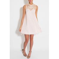 Peach Crochet Neck Swing Dress