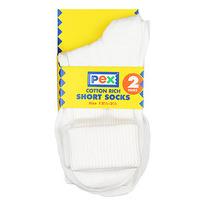 Pex Childrens Treble Cotton Rich Short School Socks (2PP)