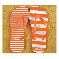 Personalised Flip Flops, Orange, Size S, Rubber/Polyester