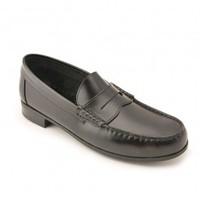 Penny 2, Black High Shine Leather Slip-on School Shoes