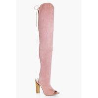 Peeptoe Thigh High Boot - blush