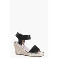 peeptoe espadrille wedge black