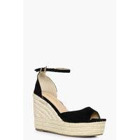 peeptoe espadrille wedge black