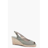 Peeptoe Slingback Espadrille Wedge - khaki