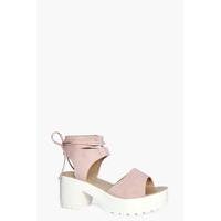 Peeptoe Wrapover Cleated Sandal - pink