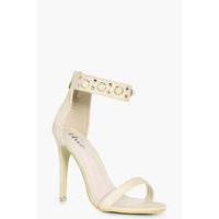 Pearl And Stud Embellished 2 Part Heels - cream