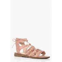 Pearl Trim Ghillie Sandal - blush