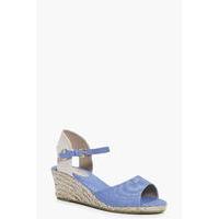 Peeptoe Espadrille Wedge - denim