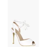 Peeptoe Wrap Strap Detail Heels - white