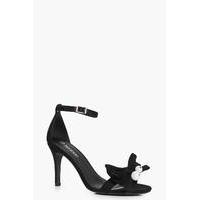 pearl and bow two part heels black