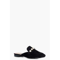 Pearl Strap Loafer Mule - black