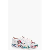 Pearl & Diamante Embroidered Trainer - white