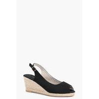 Peeptoe Slingback Espadrille Wedge - black