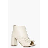 Peeptoe Knotted Front Shoe Boot - cream