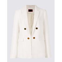 Per Una Cotton Blend Textured Button Detail Blazer