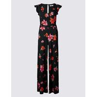 Per Una Printed Frill Sleeve Jumpsuit with Belt