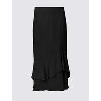 Per Una Crepe Ruffle A-Line Midi Skirt