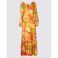 Per Una Floral Print Ruffle Long Sleeve Maxi Dress