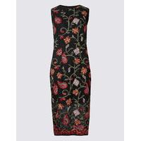 per una cotton blend embroidered bodycon midi dress