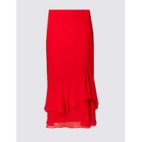 per una crepe ruffle a line midi skirt