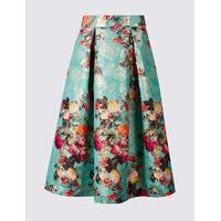 Per Una Floral Print Jacquard A-Line Midi Skirt