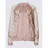 Per Una Floral Embroidered Raglan Bomber Jacket