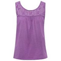 Petite sleeveless pull on pure cotton cut out summer shiffly top - Purple