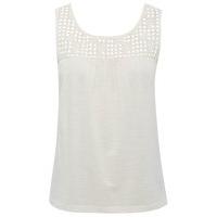 Petite sleeveless pull on pure cotton cut out summer shiffly top - Ivory