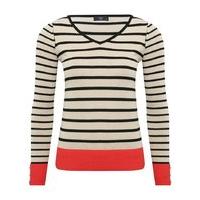 petite ladies long sleeve v neck colour block multi striped light stre ...