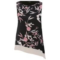 petite ladies floral print pull on chiffon asymmetric hem sleeveless t ...