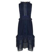 PERSEVERANCE LONDON Stripe Lace Sleeveless Midi Dress