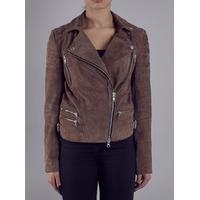 Penbroke Taupe Suede Biker Jacket