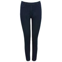 Petite ladies cotton rich casual pull on indigo denim jeggings - Indigo