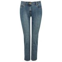 Petite ladies classic five pocket style slim leg mid wash casual denim jeans - Mid wash