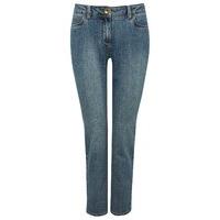 petite ladies classic five pocket style slim leg mid wash casual denim ...