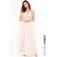 peach embellished maxi dress