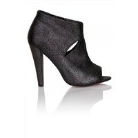 Pewter cut out peep toe ankle boot
