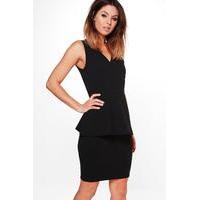 Peplum Tailored Dress - black